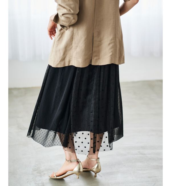  「Perle Peche ドットチュールレースキリカエスカート」|スカート|