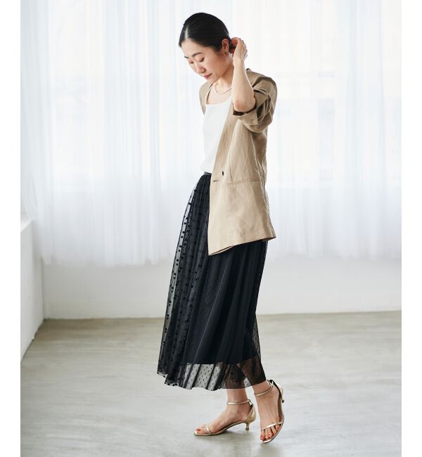  「Perle Peche ドットチュールレースキリカエスカート」|スカート|