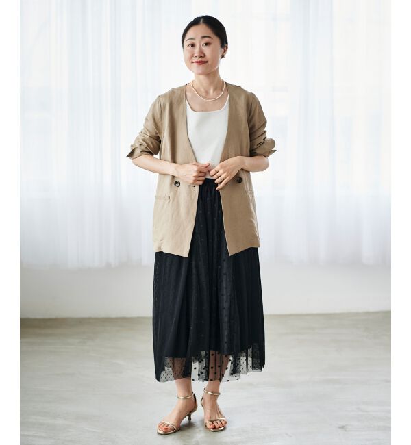  「Perle Peche ドットチュールレースキリカエスカート」|スカート|