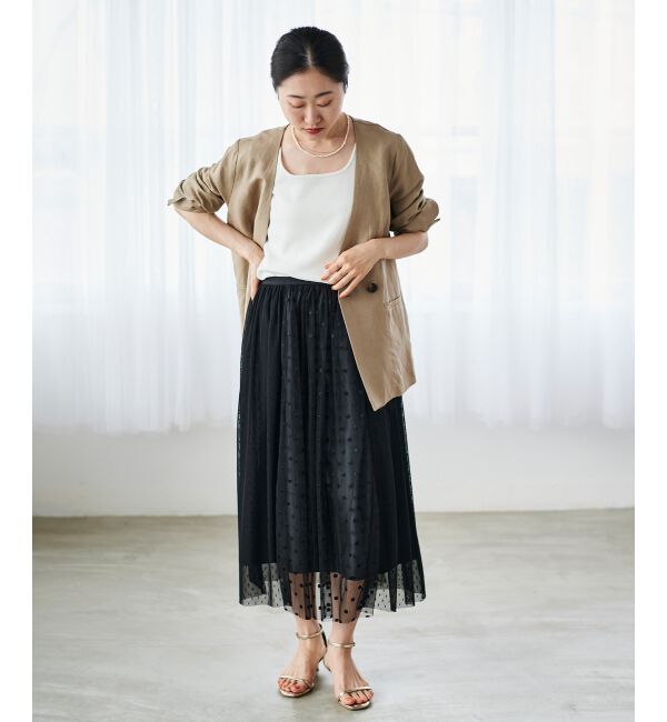  「Perle Peche ドットチュールレースキリカエスカート」|スカート|