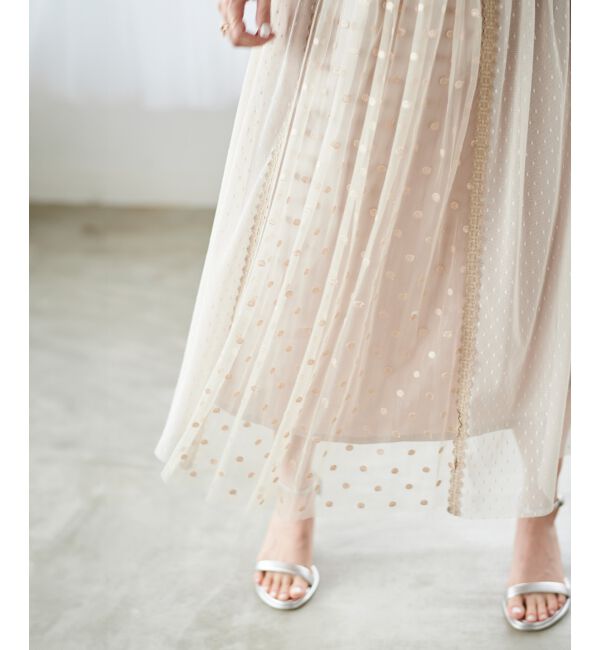  「Perle Peche ドットチュールレースキリカエスカート」|スカート|