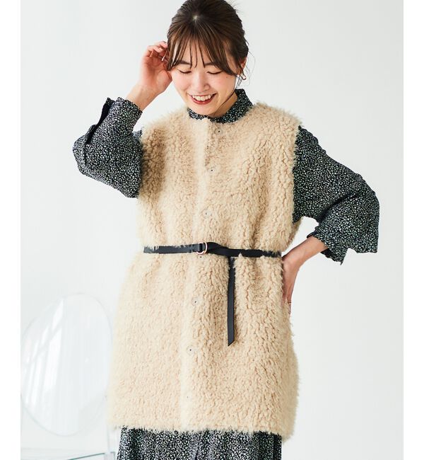 le.coeur blanc「TORRAZZO DONNAエコムートン&times;ボア2wayベスト」|その他|ベージュ