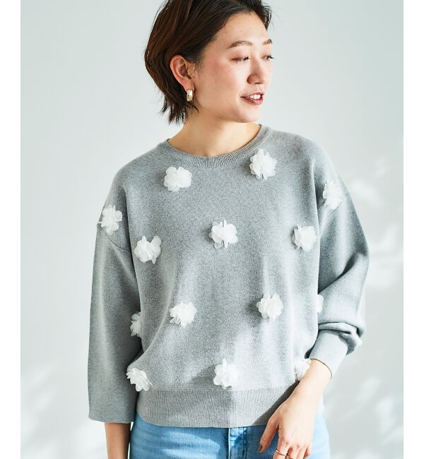 le.coeur blanc「《手洗い可能》TORRAZZO DONNA別注フラワーモチーフニット」|ニット・セーター|