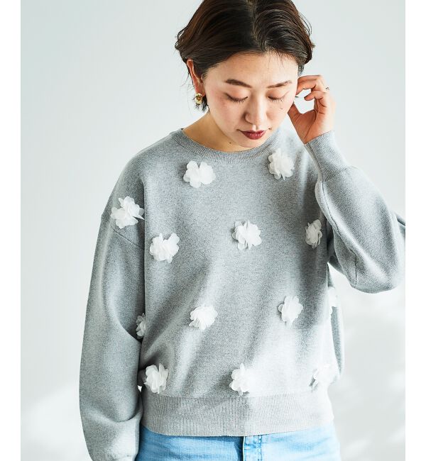 le.coeur blanc「《手洗い可能》TORRAZZO DONNA別注フラワーモチーフニット」|ニット・セーター|