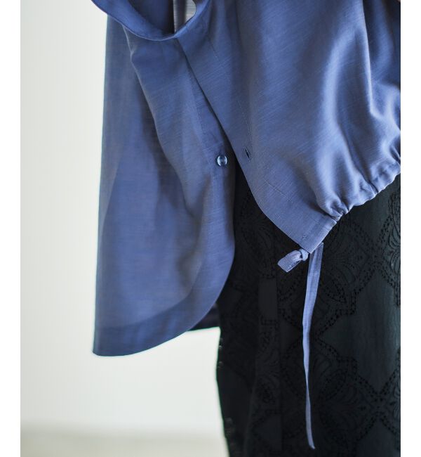  「《手洗い可能》シアー麻シャンブレードロストギャザーシャツ」|シャツ・ブラウス|