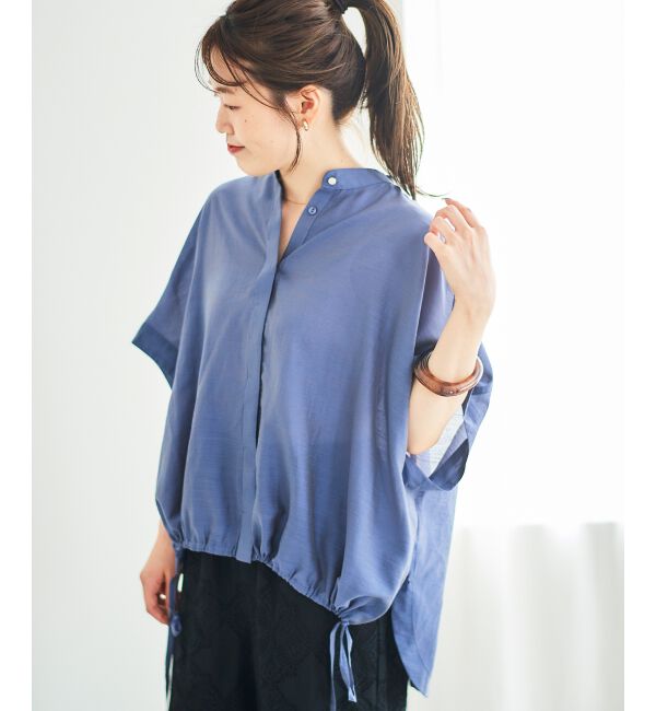  「《手洗い可能》シアー麻シャンブレードロストギャザーシャツ」|シャツ・ブラウス|