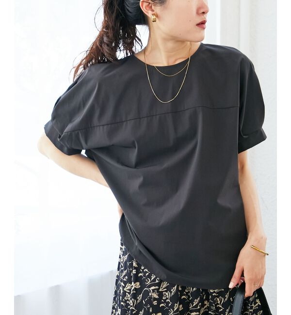  「《接触冷感》ナイロンストレッチスリーブタックブラウス」|シャツ・ブラウス|D／グレー