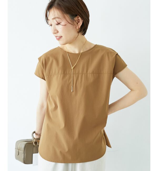  「ナイロンストレッチフレンチタックスリーブブラウス」|シャツ・ブラウス|