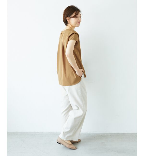 「ナイロンストレッチフレンチタックスリーブブラウス」|シャツ・ブラウス|