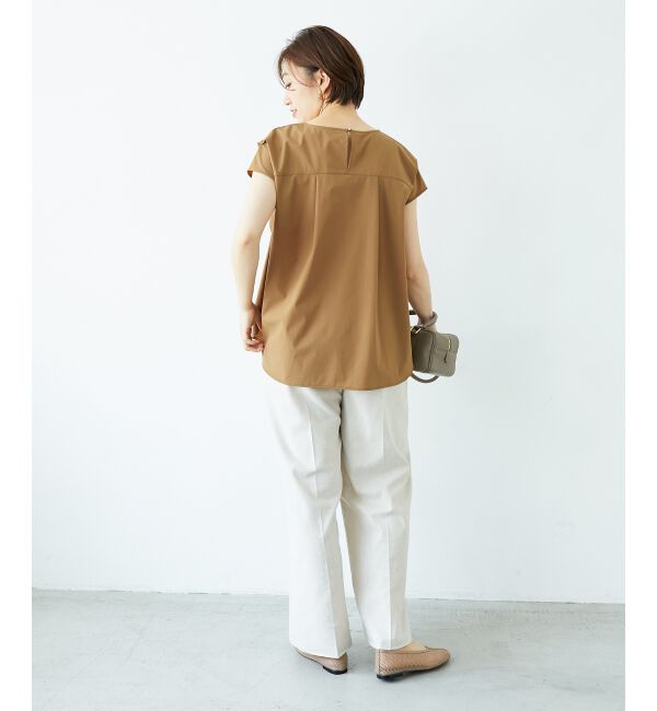  「ナイロンストレッチフレンチタックスリーブブラウス」|シャツ・ブラウス|