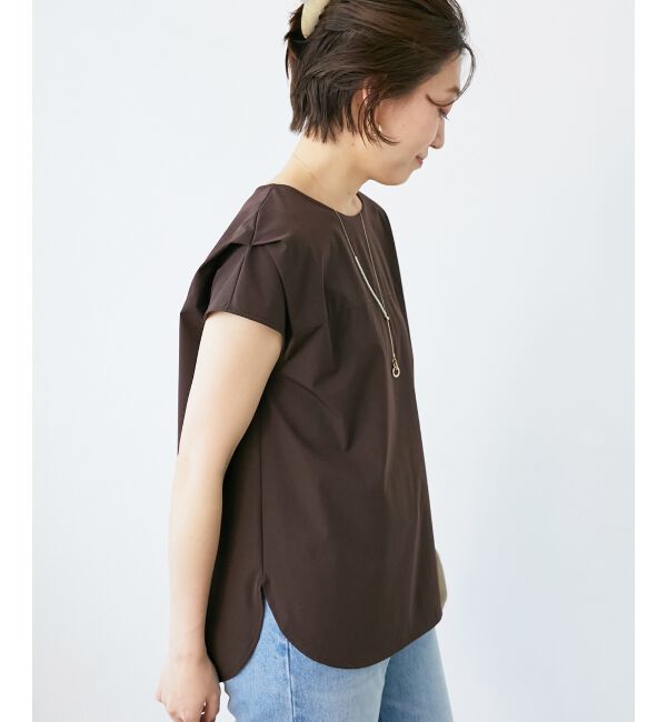  「ナイロンストレッチフレンチタックスリーブブラウス」|シャツ・ブラウス|