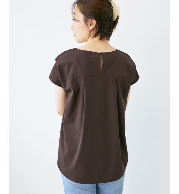  「ナイロンストレッチフレンチタックスリーブブラウス」|シャツ・ブラウス|