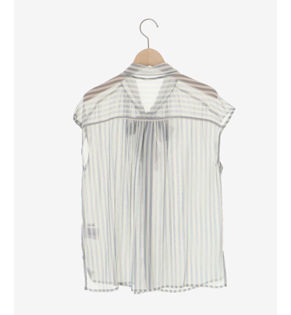  「《手洗い可能》楊柳シアーストライプボウタイブラウス」|シャツ・ブラウス|