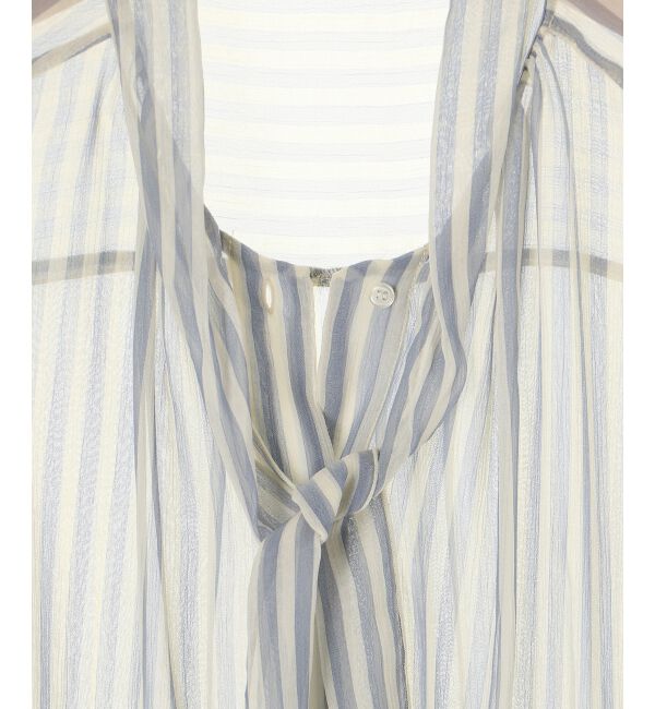  「《手洗い可能》楊柳シアーストライプボウタイブラウス」|シャツ・ブラウス|