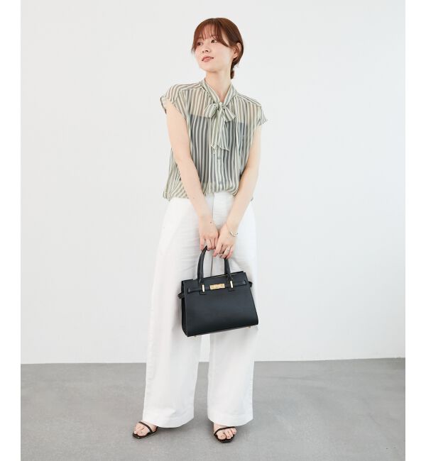  「《手洗い可能》楊柳シアーストライプボウタイブラウス」|シャツ・ブラウス|