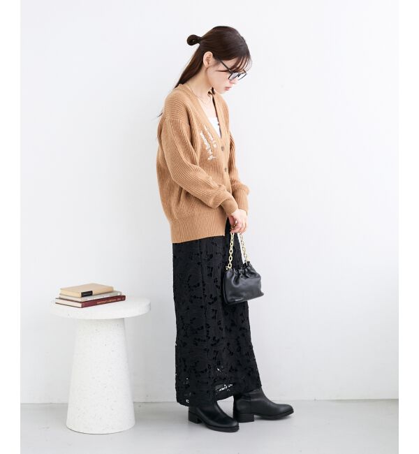  「メッセージ刺繍Vカーディガン」|カーディガン|