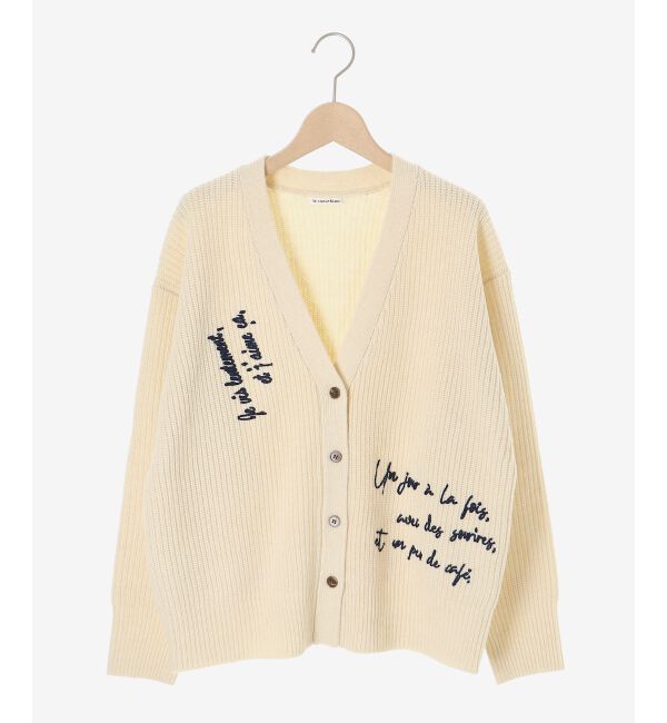 「メッセージ刺繍Vカーディガン」|カーディガン|