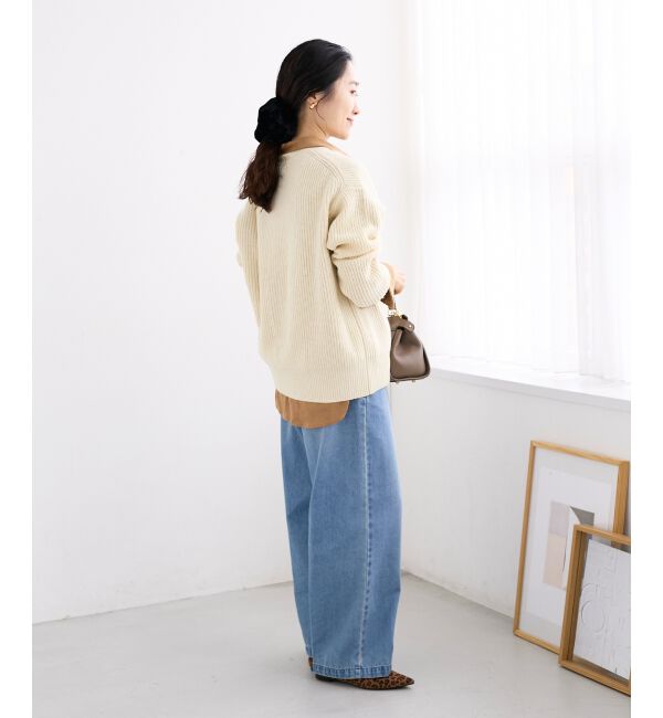  「メッセージ刺繍Vカーディガン」|カーディガン|