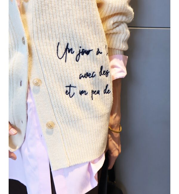  「メッセージ刺繍Vカーディガン」|カーディガン|