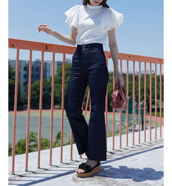 MAJESTICLEGON「美脚フレアデニムパンツ」|デニム|