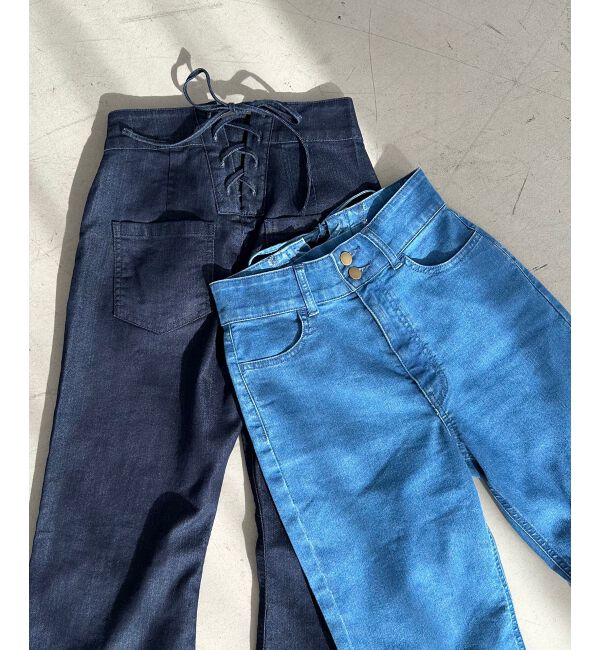 MAJESTICLEGON「美脚フレアデニムパンツ」|デニム|