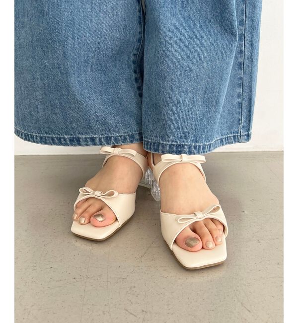 MAJESTICLEGON「クリアビジューヒールリボンサンダル」|サンダル|