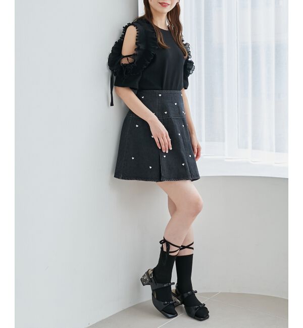 MAJESTICLEGON「クリアビジューヒールリボンサンダル」|サンダル|