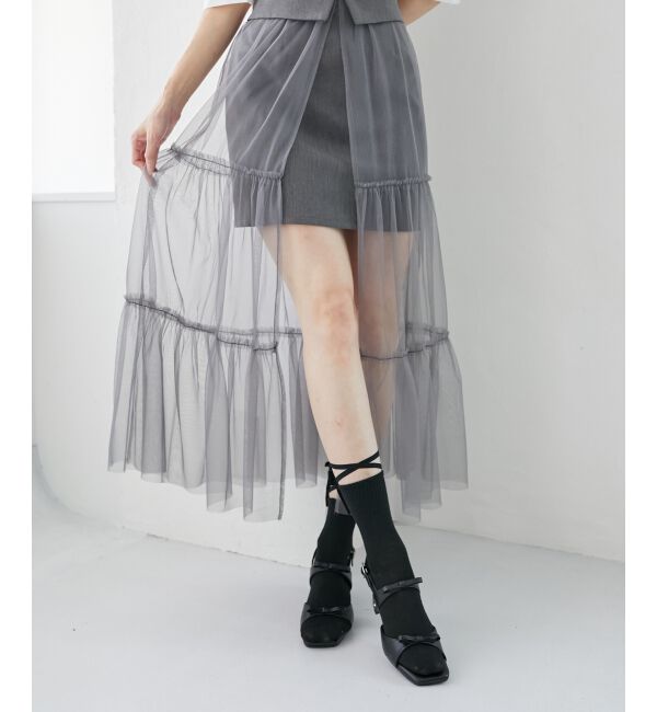 MAJESTICLEGON「クリアビジューヒールリボンサンダル」|サンダル|