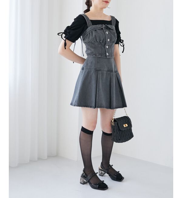 MAJESTICLEGON「クリアビジューヒールリボンサンダル」|サンダル|