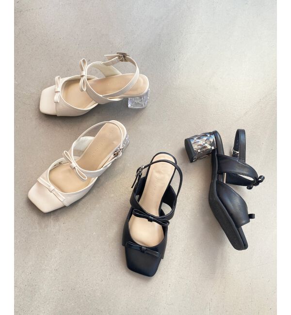 MAJESTICLEGON「クリアビジューヒールリボンサンダル」|サンダル|