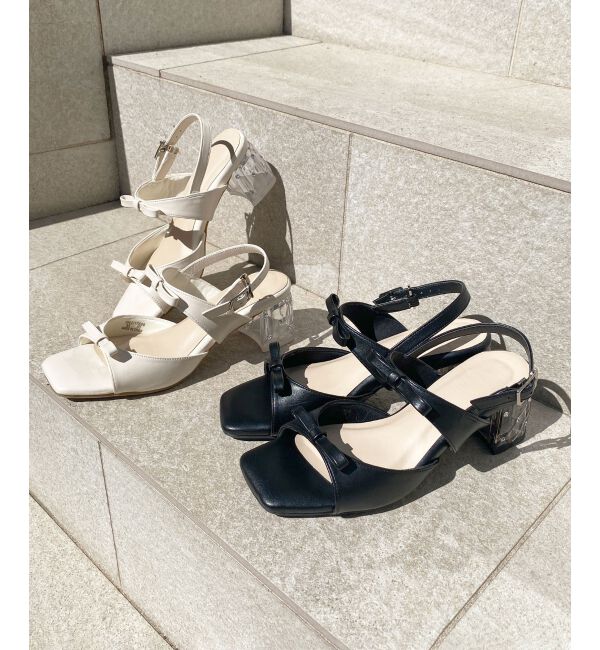 MAJESTICLEGON「クリアビジューヒールリボンサンダル」|サンダル|