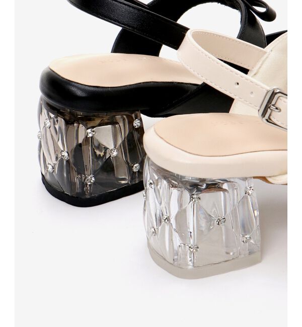 MAJESTICLEGON「クリアビジューヒールリボンサンダル」|サンダル|