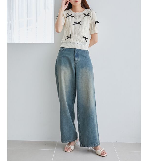 MAJESTICLEGON「クリアビジューヒールリボンサンダル」|サンダル|