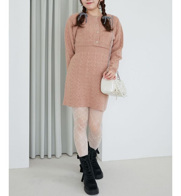 MAJESTICLEGON「ケーブルショートカーデセットワンピ」|ワンピース|