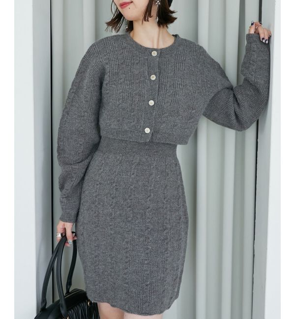 MAJESTICLEGON「ケーブルショートカーデセットワンピ」|ワンピース|