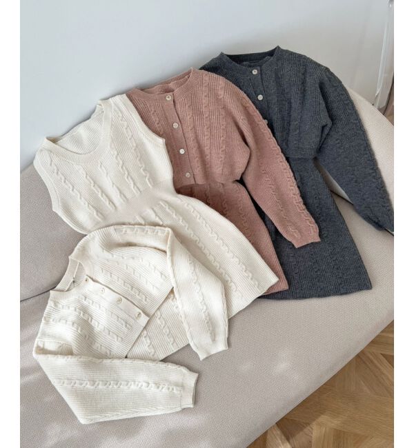 MAJESTICLEGON「ケーブルショートカーデセットワンピ」|ワンピース|