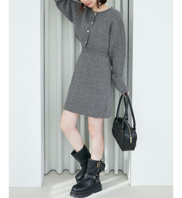 MAJESTICLEGON「ケーブルショートカーデセットワンピ」|ワンピース|Ｃ／グレー