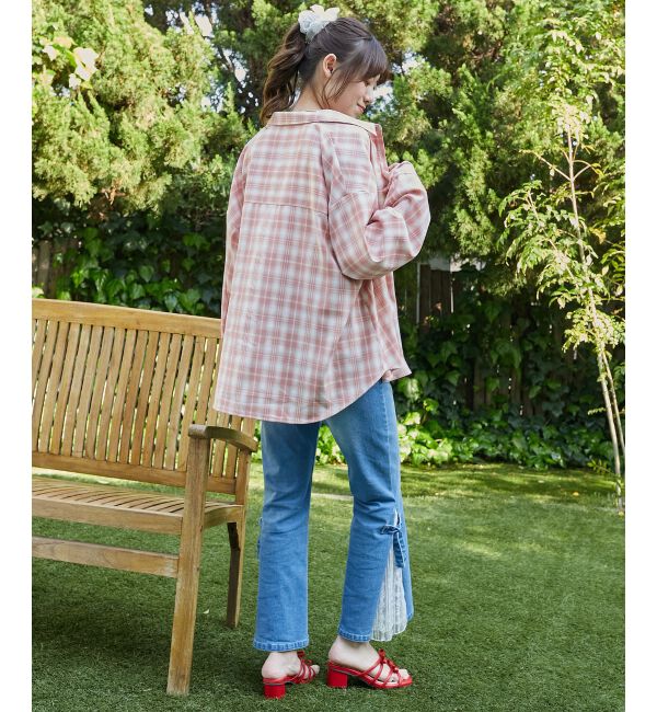  「◎レースベルトセット裾リボンデニム」|デニム|