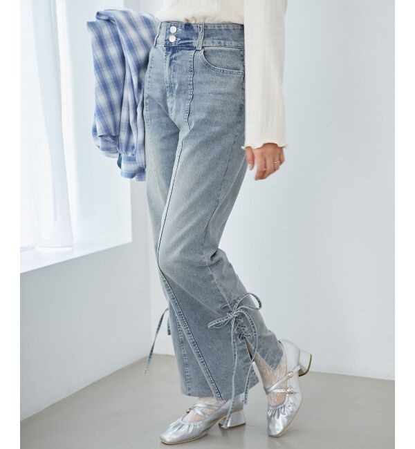 MAJESTICLEGON「サイドレースアップ美脚デニム」|デニム|