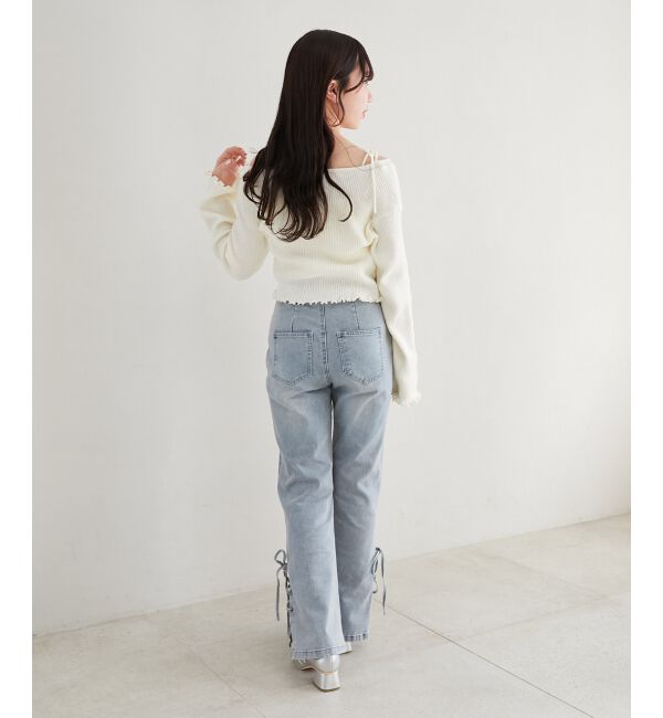 MAJESTICLEGON「サイドレースアップ美脚デニム」|デニム|