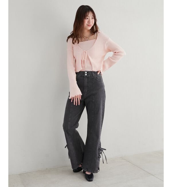 MAJESTICLEGON「サイドレースアップ美脚デニム」|デニム|
