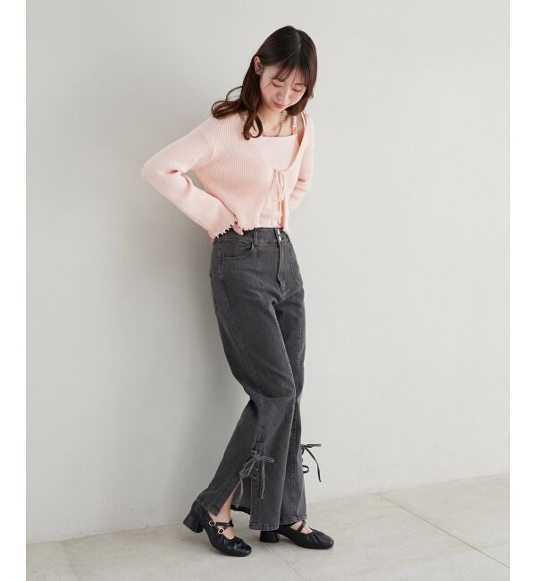 MAJESTICLEGON「サイドレースアップ美脚デニム」|デニム|