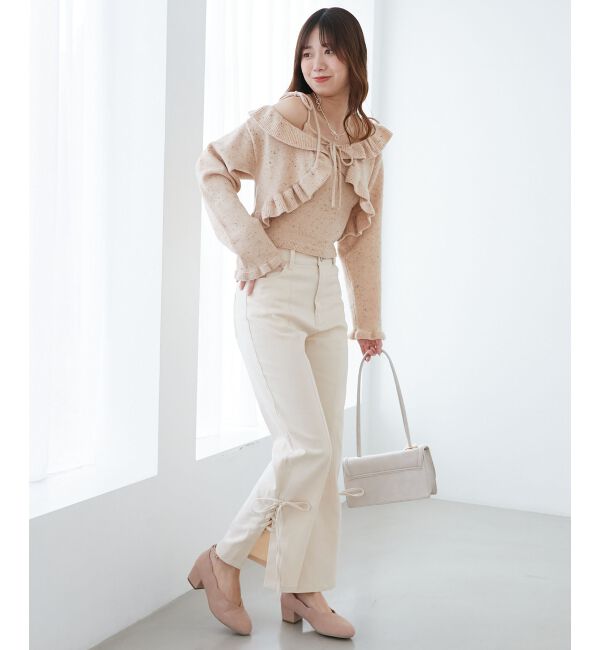 MAJESTICLEGON「サイドレースアップ美脚デニム」|デニム|