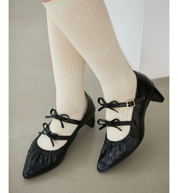 MAJESTICLEGON「ダブルリボンギャザーパンプス」|パンプス|