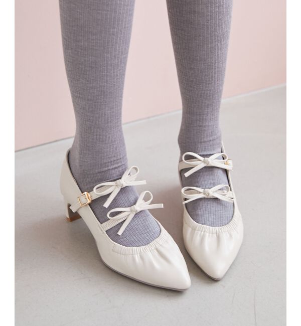 MAJESTICLEGON「ダブルリボンギャザーパンプス」|パンプス|