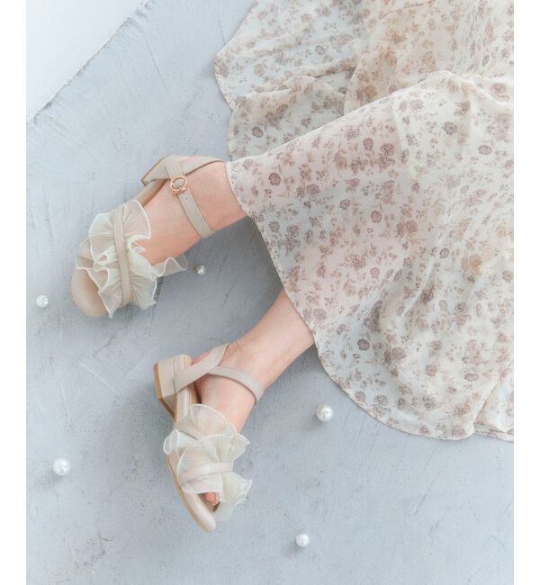  「シアーフリルサンダル」|サンダル|ベージュ