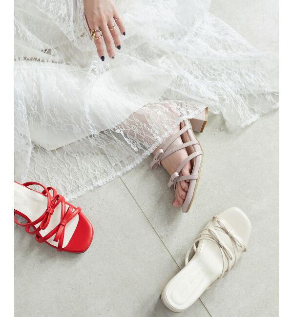  「◇ダブルリボンサンダル」|サンダル|