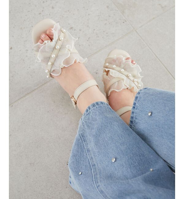  「パールシアーフリルサンダル」|サンダル|