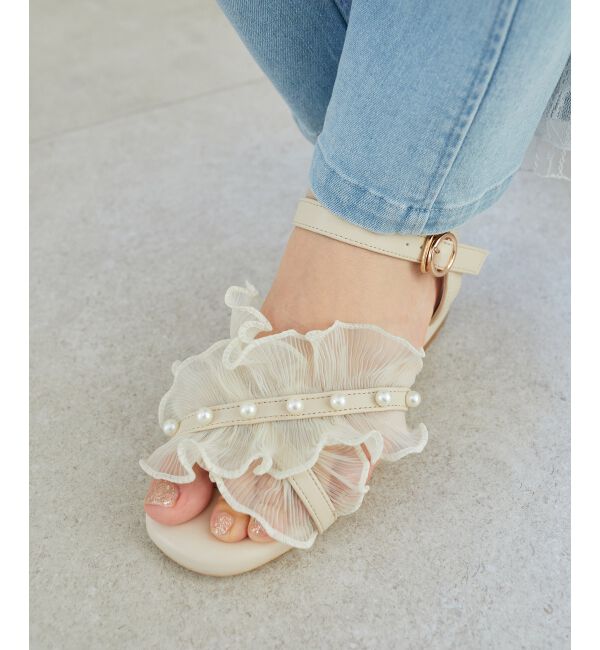  「パールシアーフリルサンダル」|サンダル|
