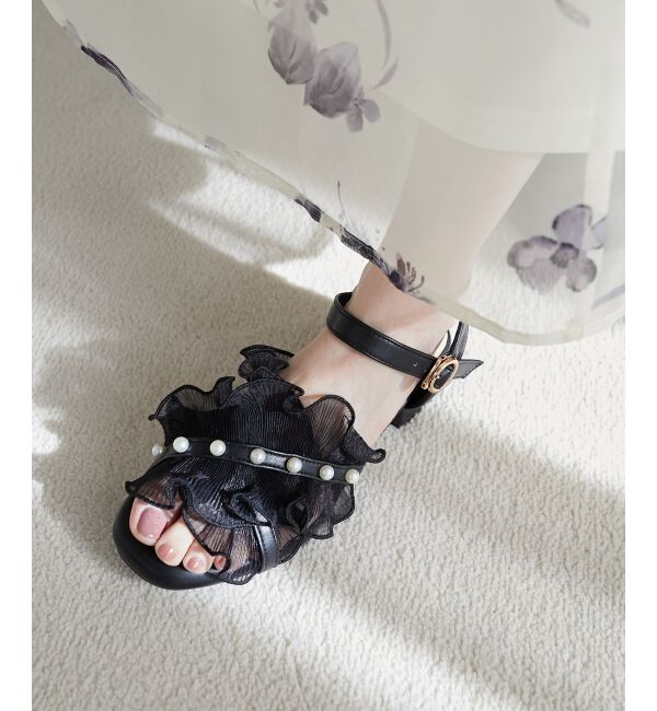  「パールシアーフリルサンダル」|サンダル|